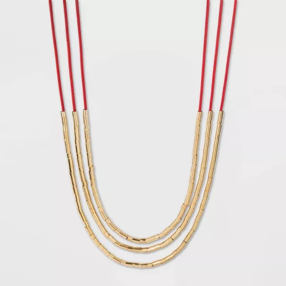 Multilayer Cord Necklace with Beads